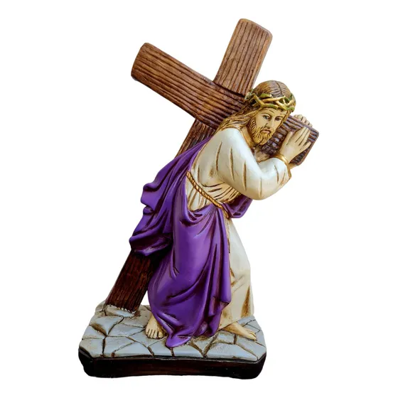 Imagem De Jesus Cristo Carregando A Cruz 40 Cm Grande