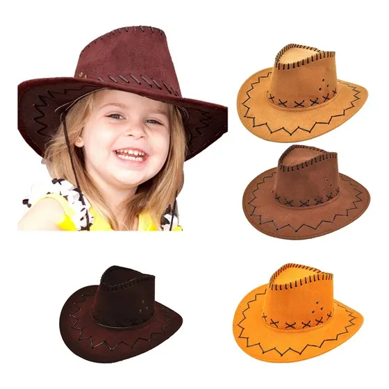 Sombrero Gamuzado Vaquero Disfraz Tela Para Niño Niña
