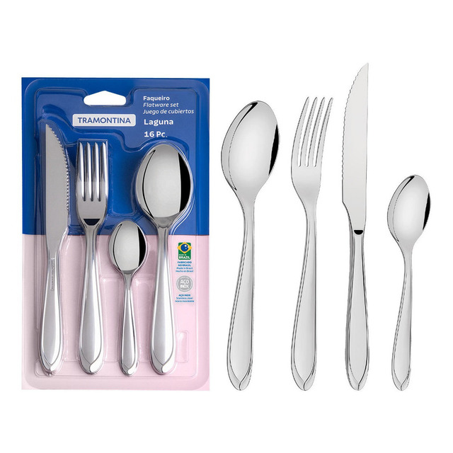 Faqueiro Laguna Em Aço Inox 16 Peças Tramontina Cor Cinza Faqueiro Laguna Em Aço Inox 16 Peças Tramontina Cor Cinza