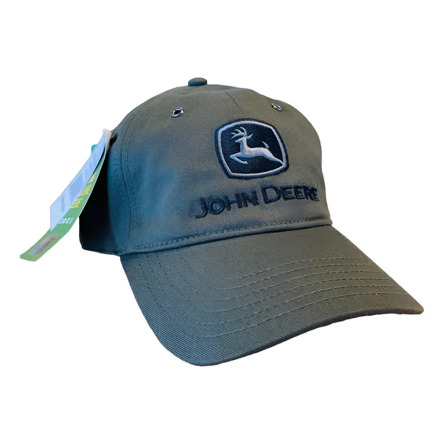 Gorra Verde Oliva Con Logo Negro/gris En La Parte Frontal.