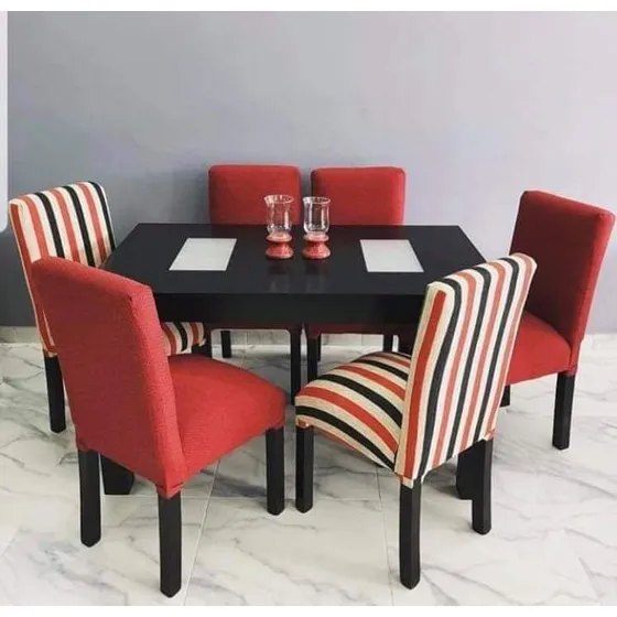 Juego De Comedor, Mesa Extensible+ 6 Sillas En Lola Rayadas