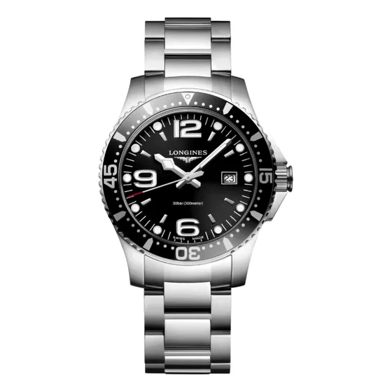 Longines Hydroconquest Preto L3.730.4.56.6 Prateado Preto Preto