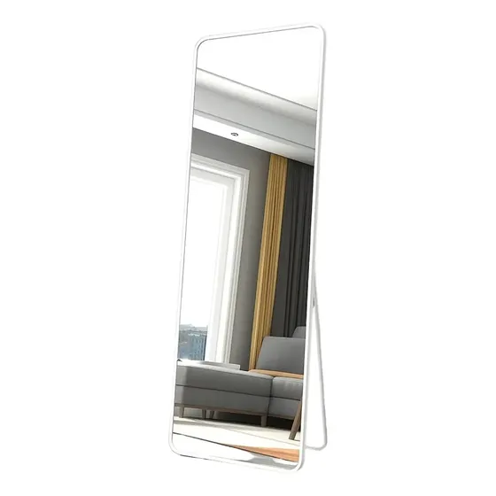 Espejo Rectangular De Cuerpo Entero 160x50cm Con Soporte Blanco