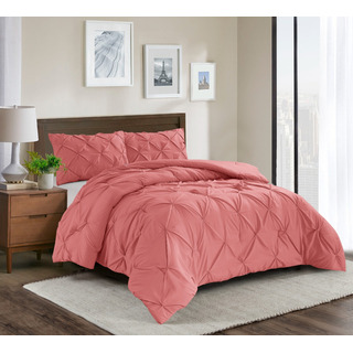 Edredón Plisado Rosa Coral King - Pintuck Microfibra Suave Edredón Plisado Rosa Coral King - Pintuck Microfibra Suave