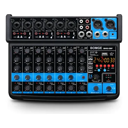 Bomge Negro Mezclador De Sonido Bluetooth De 8 Canales, Dsp