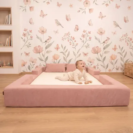 Cama Montessoriana Casal Ninho 100% Espuma Keiko Cor Rosa