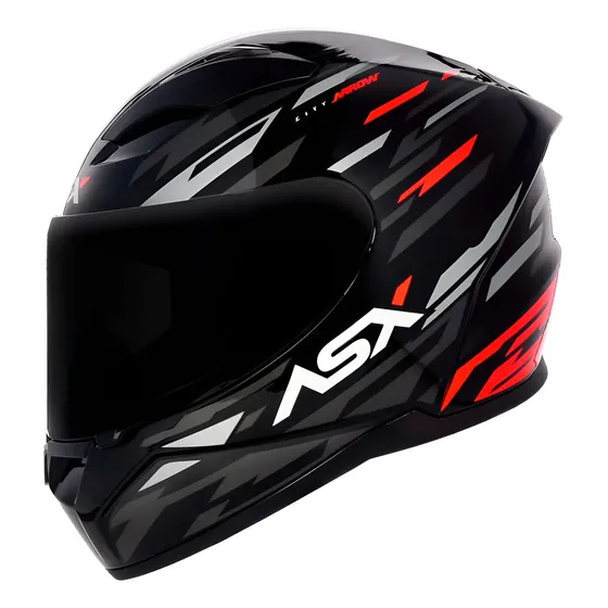 Capacete Masculino Fechado Asx City Arrow Preto Vermelho — foto 2