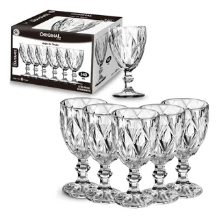 Jogo 6 Taças Vinho Ăgua De Vidro 340ml Diamond Transparente Jogo 6 Taças Vinho Ăgua De Vidro 340ml Diamond Transparente