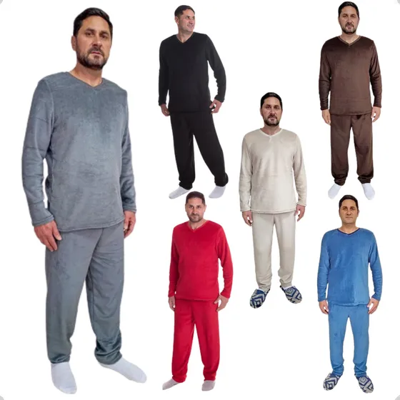 Pijama Inverno Quentinho Adulto Masculino Fleece Soft Plush