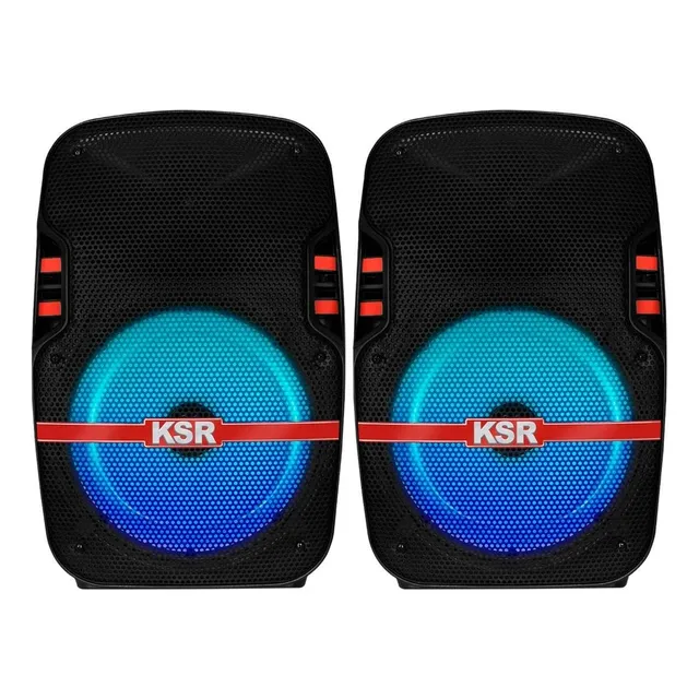 Kit 2 Bocinas 8 Pulgada Recargable Usb  Microfono Control