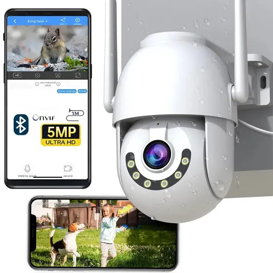 Wireless Security Camera Jooan De 5mp For Exteriore Ptz 360° View Auto Trading Color Night Ip66 Audio With 2 Vias