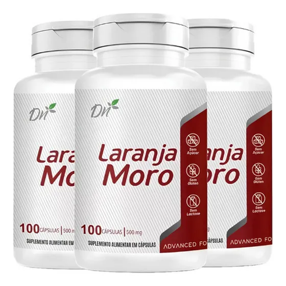 3x Potes Suplemento Laranja Moro Denature 500mg 100 Cápsulas Morosil