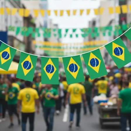 Kit 100 Bandeiras Brasil 30 Metros Decoração Copa Do Mundo Verde Bandeira Do Brasil