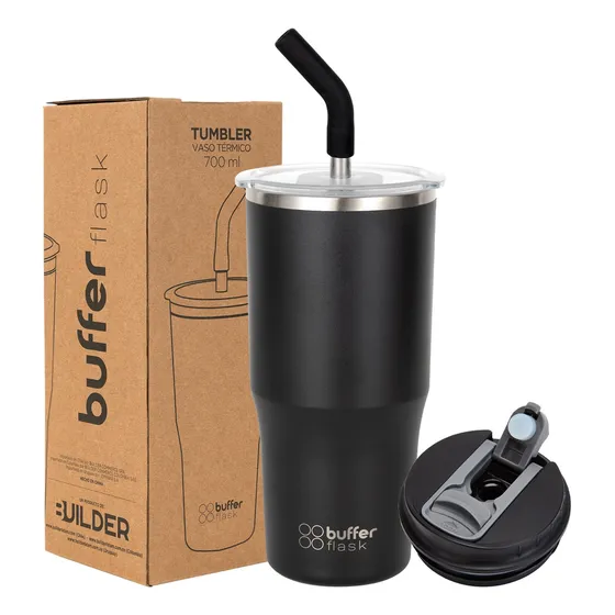Mug Vaso Termo Para Agua Cafe 700ml Buffer Acero Inox +tapas