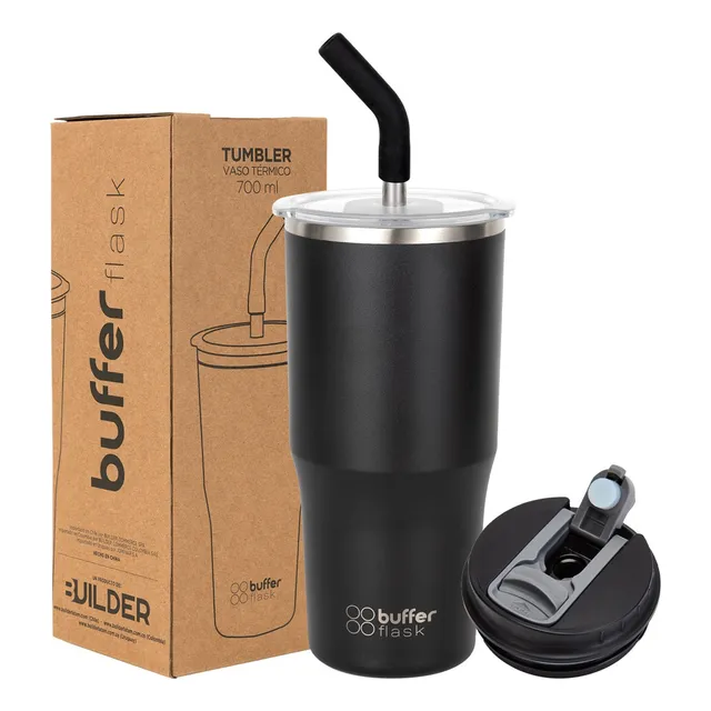 Mug Vaso Termo Para Agua Cafe 700ml Buffer Acero Inox +tapas