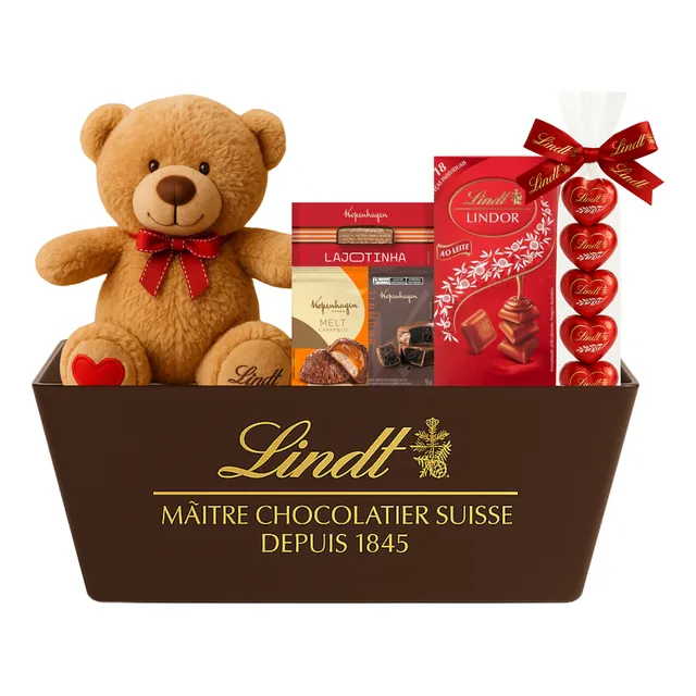 Cesta De Chocolate Lindt E Kopenhagen Com Ursinho
