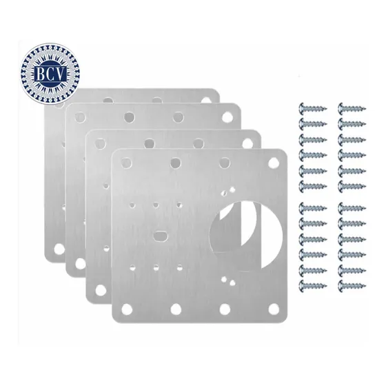 Placa Reparación Soporte Base Bisagra Acero Inoxidable 4unds