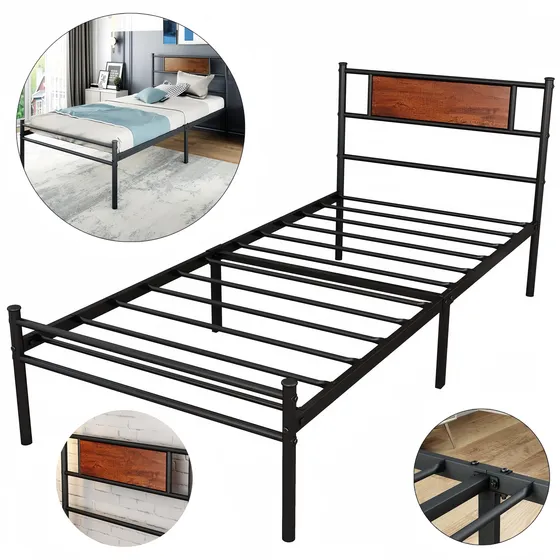 Cama Individual Soporte Recamara Base Cama Metal C/ Cabecero
