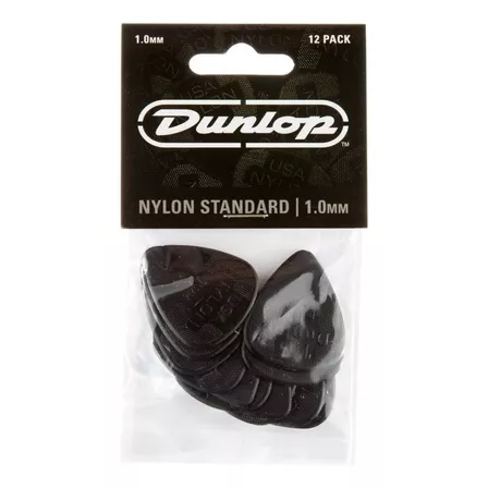 Kit 12 Palhetas Dunlop Nylon Standard 1.00mm 44p Made Usa Cor Preto