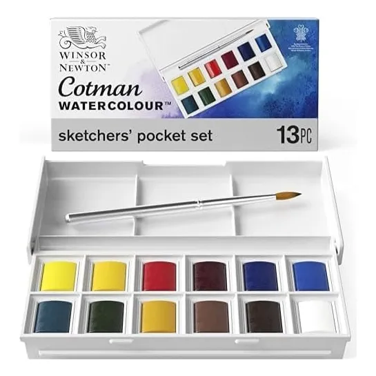 Acuarelas Winsor & Newton 12 Colores Cotman + Pincel Clásico