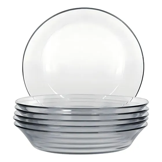 Juego de 6 platos hondos Duralex Astral Soup, cristal liso y transparente
