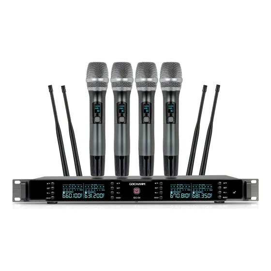 Microfonos Gc 04s Inalambrico Sistema 4 Canales De Mano Uhf