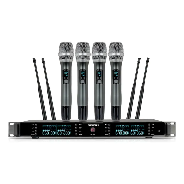 Microfonos Gc 04s Inalambrico Sistema 4 Canales De Mano Uhf