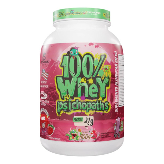 Pote Demons Lab 100% Whey Psichopaths 900g Sabor Morango Em Po Pote Demons Lab 100% Whey Psichopaths 900g Sabor Morango Em Po