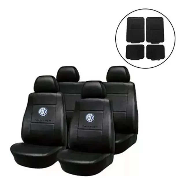 Fundas Asiento Cuerina Vw Gol Trend Voyage + Alfombra 4 Pzs