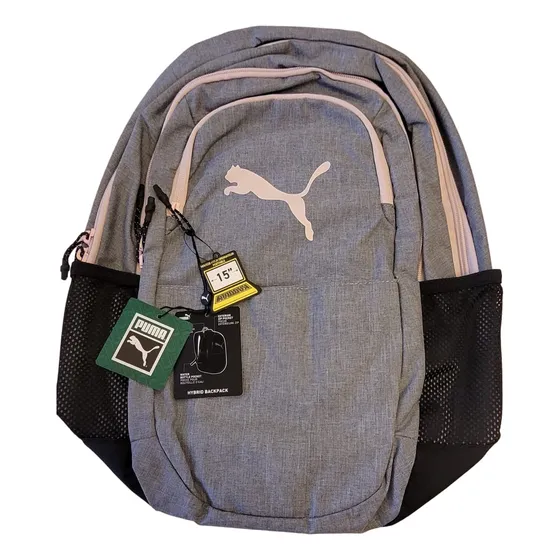 Mochila Puma Laptop Color Gris Con Rosado