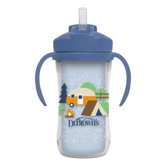 Vaso Termico Con Bombilla 12m+ Dr. Brown's 300ml Azul