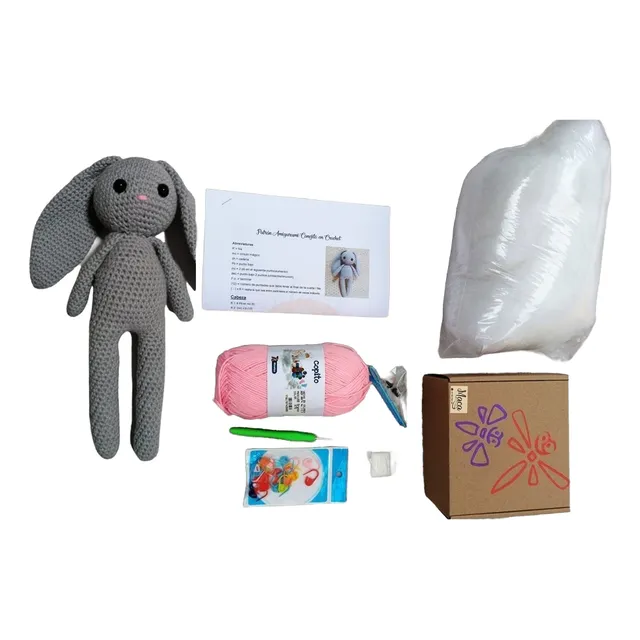 Kit Crochet Muñeco Amigurumi: Aguja Lana Ojos Patrón Rellen 