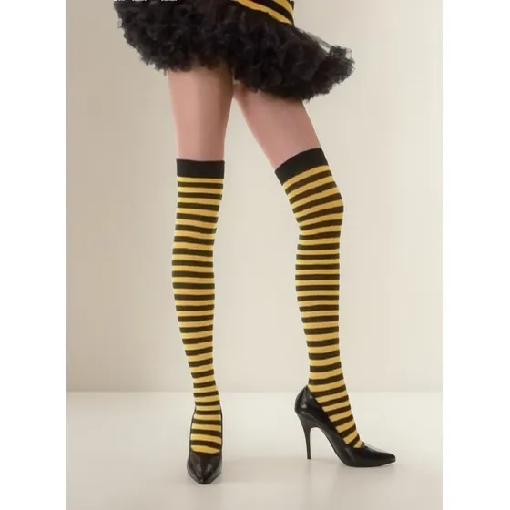 Meia Abelha Amarela Listra Preta Raibow 7/8 Geek Sexy Pin Up