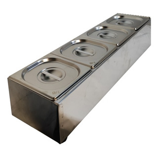 Condimentadora Pizzarola Inox 4 Cubas Com Gelo E Tampa Gn Condimentadora Pizzarola Inox 4 Cubas Com Gelo E Tampa Gn
