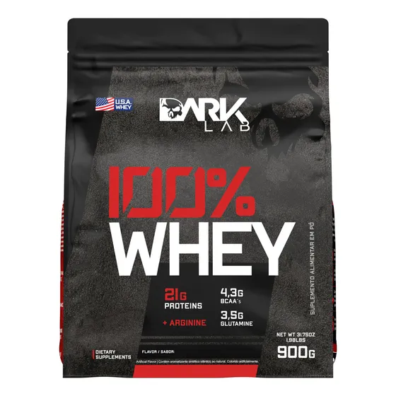 100% Whey Protein Proteína Refil 900g - Dark Lab Sabor Baunilha