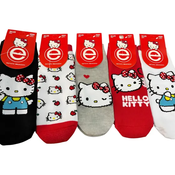 Pack X 3 Pares Soquetes Dama Elemento Hello Kitty