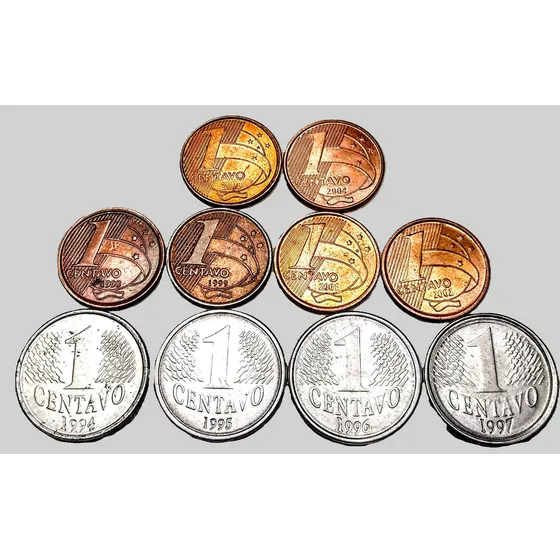 Set De Moedas 01 Centavo De Real + Bônus -01 Moeda De Prata
