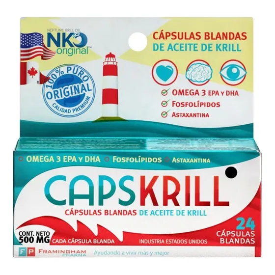 Capskrill 24 Capsulas Aceite De Krill Omega 3 Colesterol