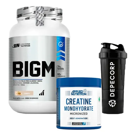 Pack Bigm 2kg + Creatina Applied Nutrition 250gr + Shaker