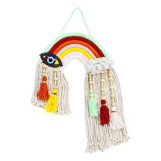 Colgante De Pared De Macramé En Tonos Rojizos 26x2.5x48cm Colgante De Pared De Macramé En Tonos Rojizos 26x2.5x48cm