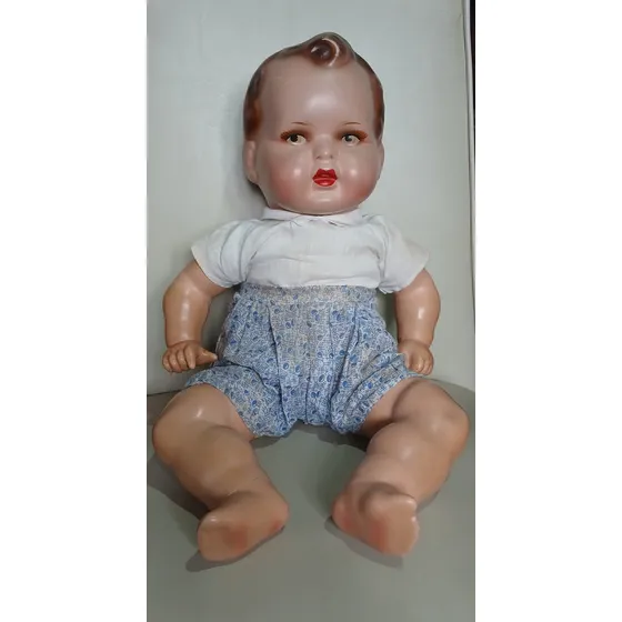 Muñeco Muy Antiguo De Pasta 47 Cm. Leer