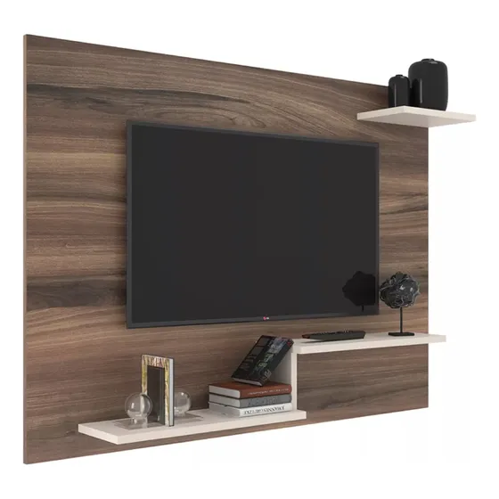 Panel Para Televisor - Rack Tv De Pared - Milenio - Modelo: Denver - Color: Nogueira/off White