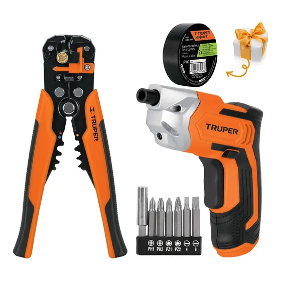 Kit Destornillador Inalámbrico, Pelacable Profesional Truper