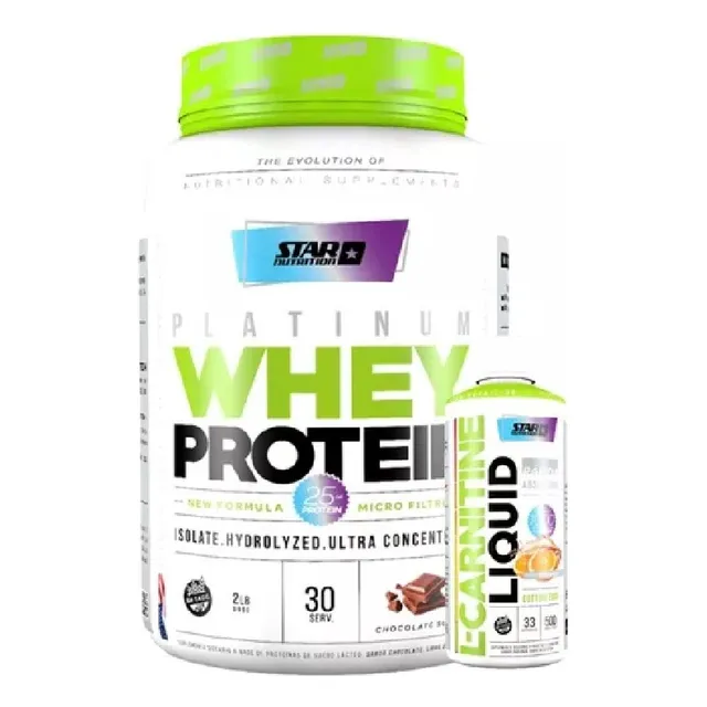 Proteína Whey Protein 2lbs + Carnitina Combo Star Nutrition Chocolate