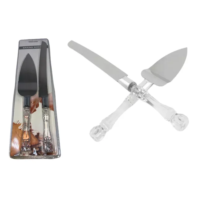 Juego Cuchillo + Pala Espatula Acero Ponque Boda Matrimonio