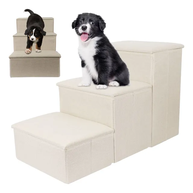 Escalera Plegable De Mascota Pequeñas Perros Gato De 3 Pisos
