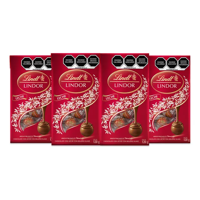 Pack De 4 Bolsas Chocolate Leche Lindt 120g