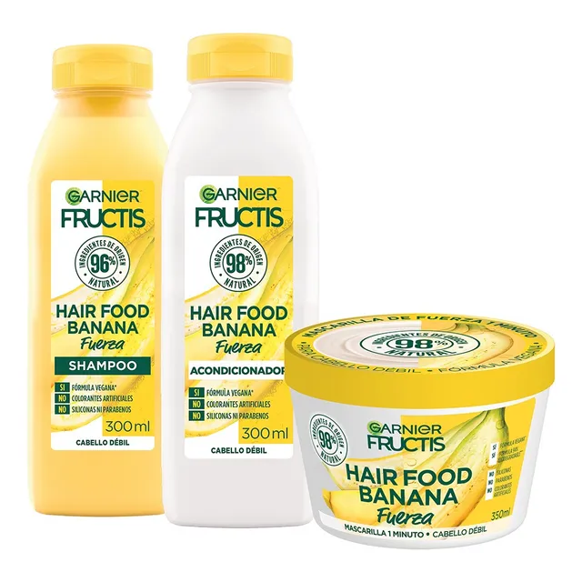 Kit Garnier Fructis Hair Food Banana Rutina Completa Pelo Débil
