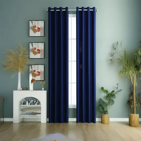 Cortinas Negros Extra Largas Total Oscuridad 52 X144  Navy