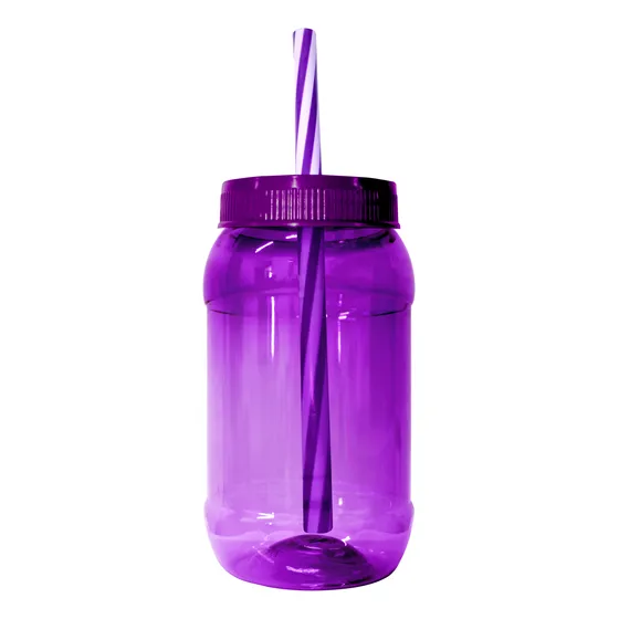 Cilindro Jar Reusable Termo Neón Popote 40 Piezas 500ml